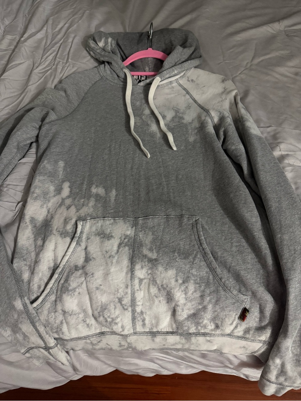 freecity Gray and White Tie-Dye Pullover Hoodie